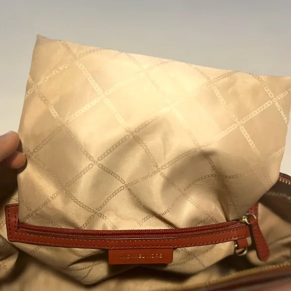 AUTHENTIC Michael Kors orange-reddish in color tote Bag. - Picture 13 of 15